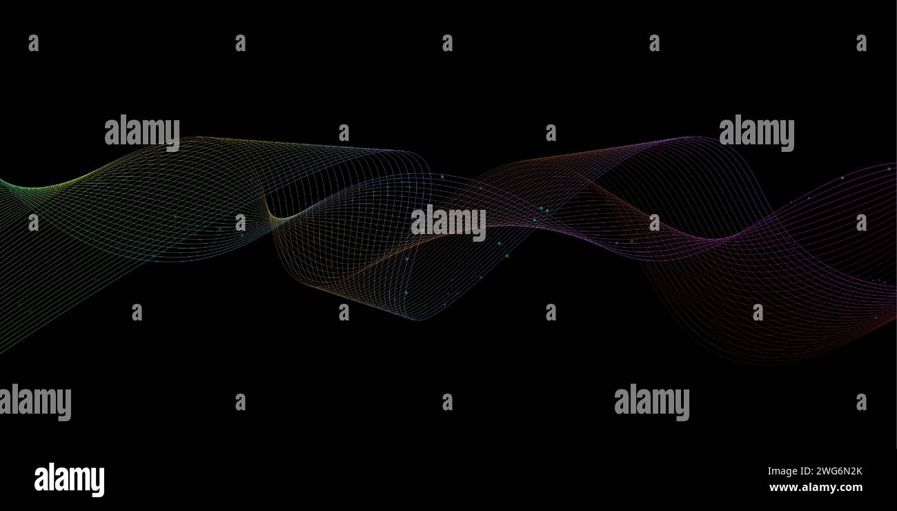 abstract background with flowing particles. Digital technology concept ...