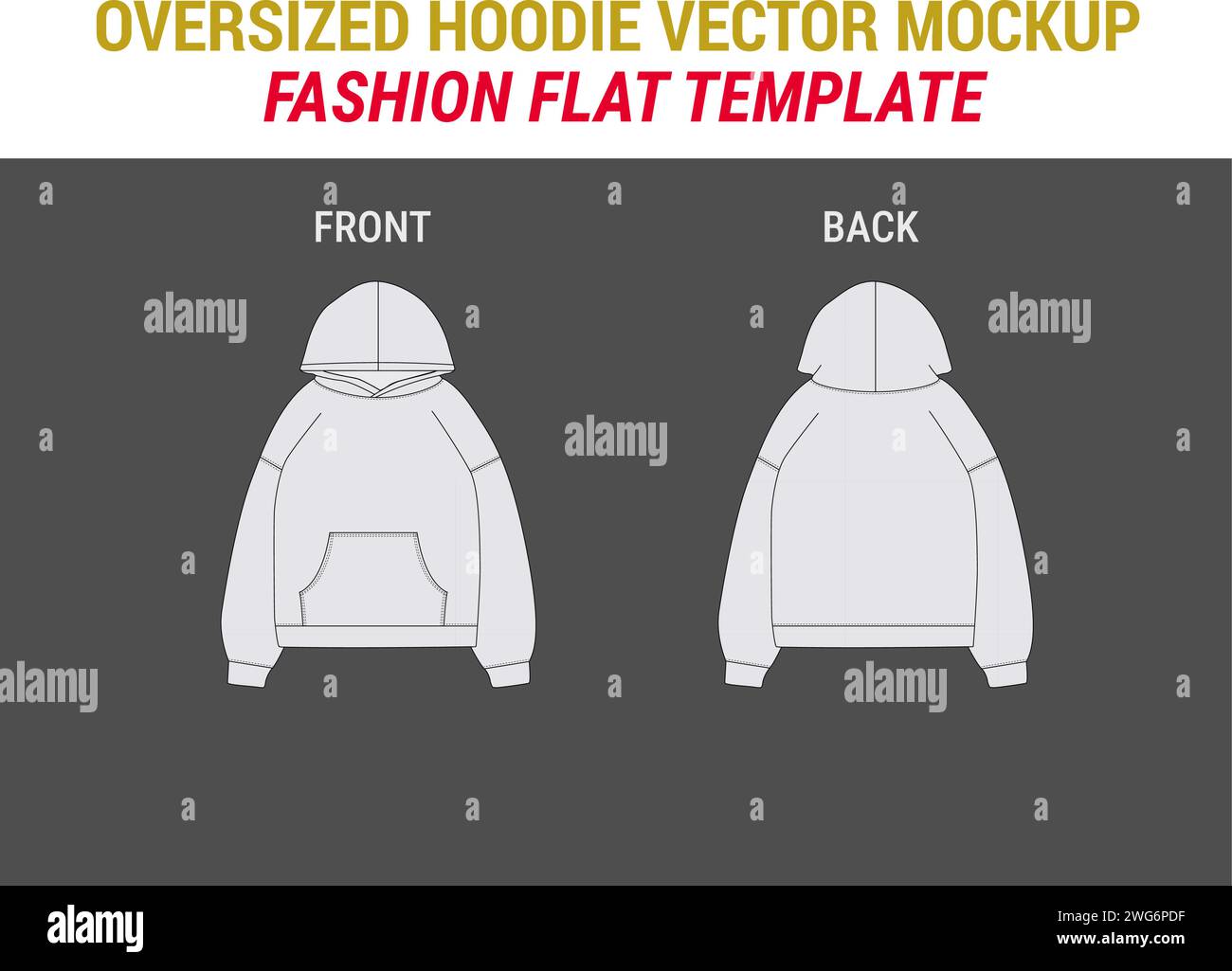 Streetwear Oversize Hoodie Template Flared Joggers Vector Mockup  Illustrator Template Procreate Streetwear Vector Tech Pack Clothing Mockups  