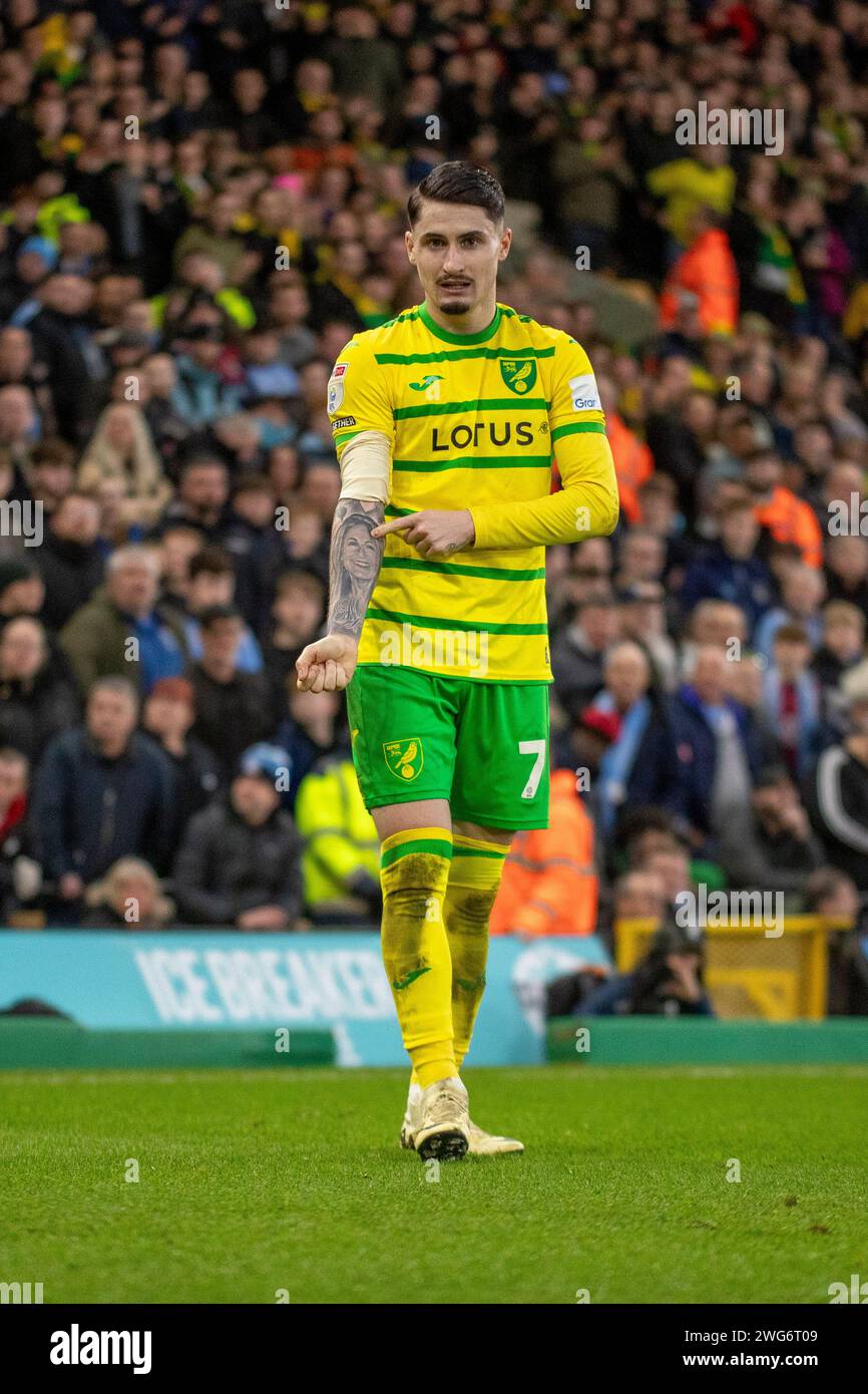 Norwich on Saturday 3rd February 2024. Norwich City Borja Sainz