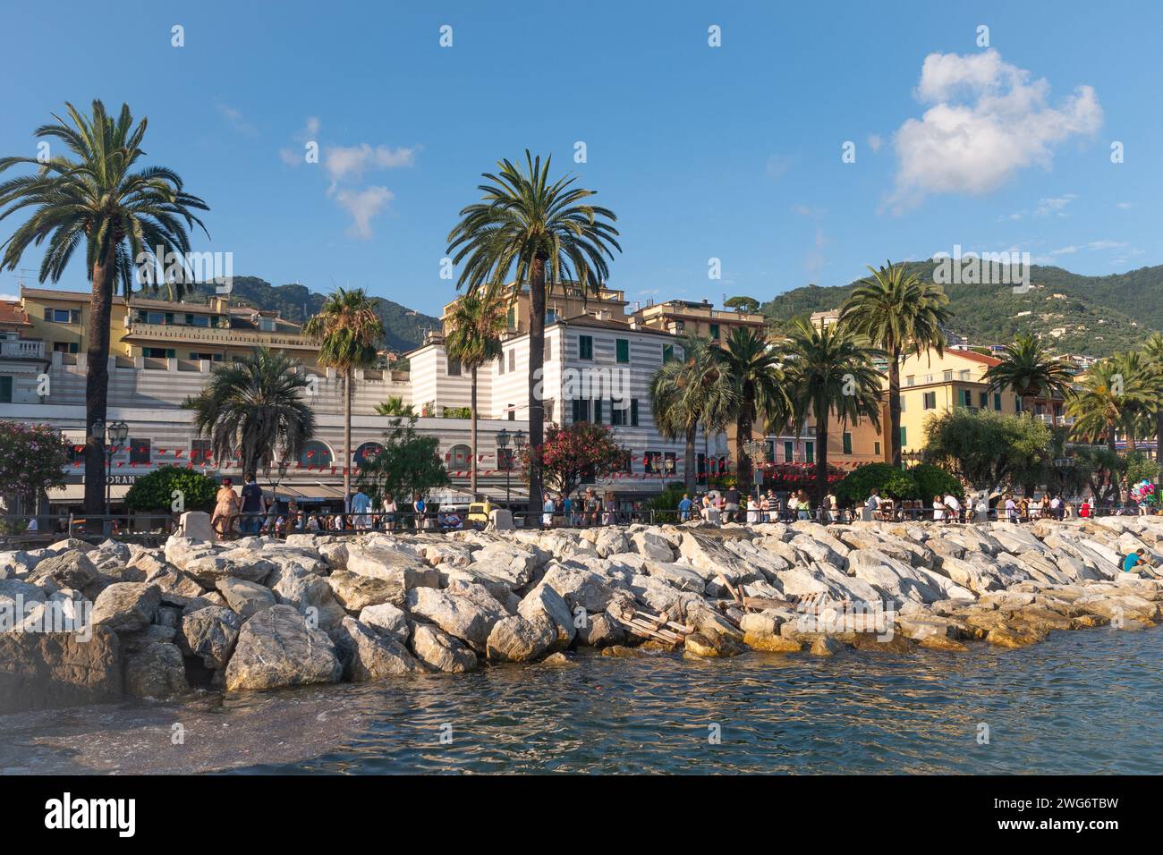 The Vittorio Veneto promenade crowded with people during the city Feast of Our Lady of Montallegro, Rapallo, Genoa, Liguria, Italy Stock Photo