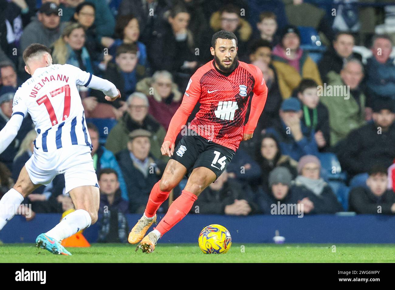 West Bromwich, UK. 03rd Feb, 2024. Birmingham City's Keshi Anderson in action during the EFL Sky Bet Championship match between West Bromwich Albion and Birmingham City at The Hawthorns, West Bromwich, England on 3 February 2024. Photo by Stuart Leggett. Editorial use only, license required for commercial use. No use in betting, games or a single club/league/player publications. Credit: UK Sports Pics Ltd/Alamy Live News Stock Photo