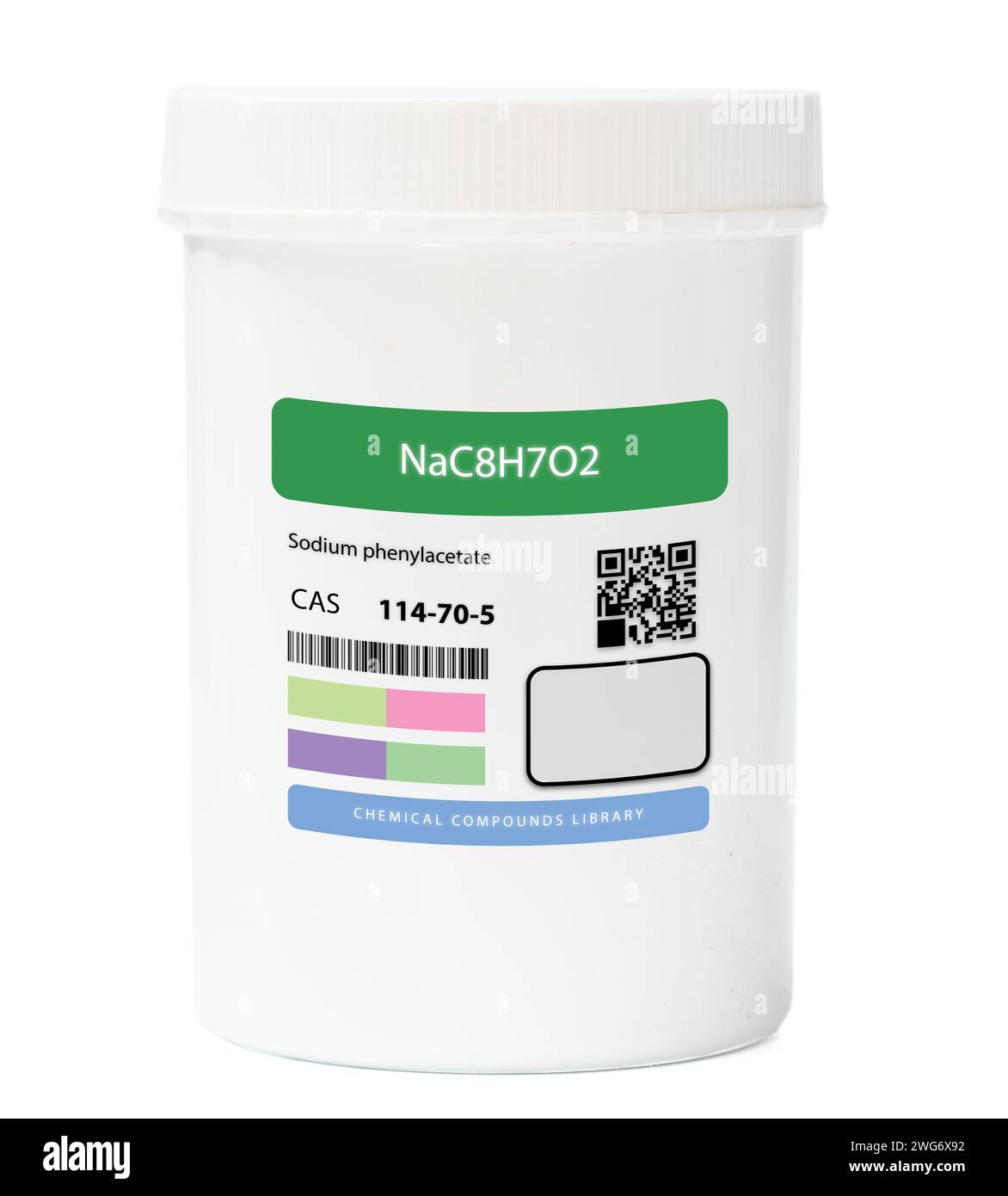 NaC8H7O2 - Sodium salicylate. Chemical compound. CAS number  114-70-5 Stock Photo