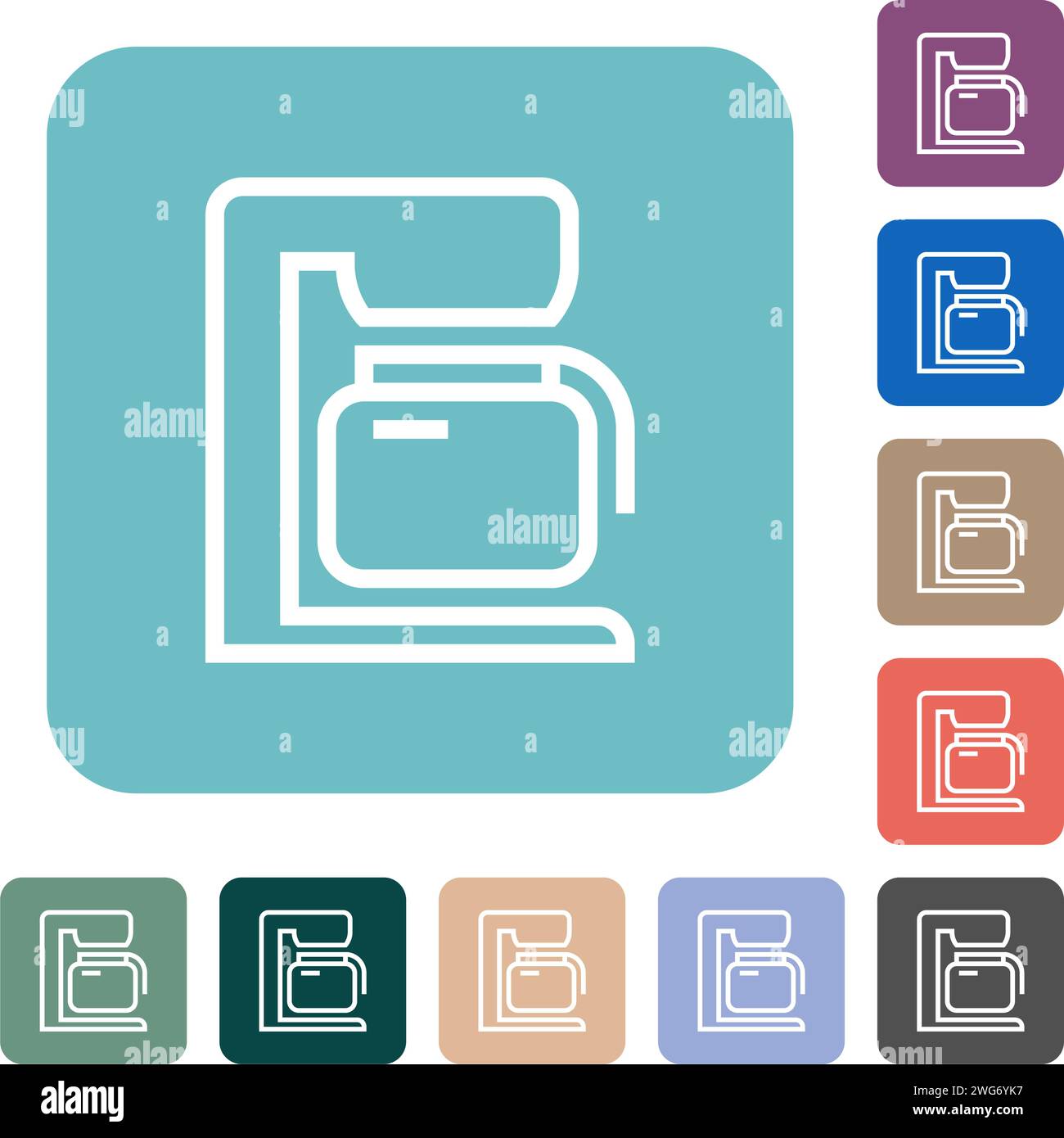 Coffeemaker outline white flat icons on color rounded square backgrounds Stock Vector