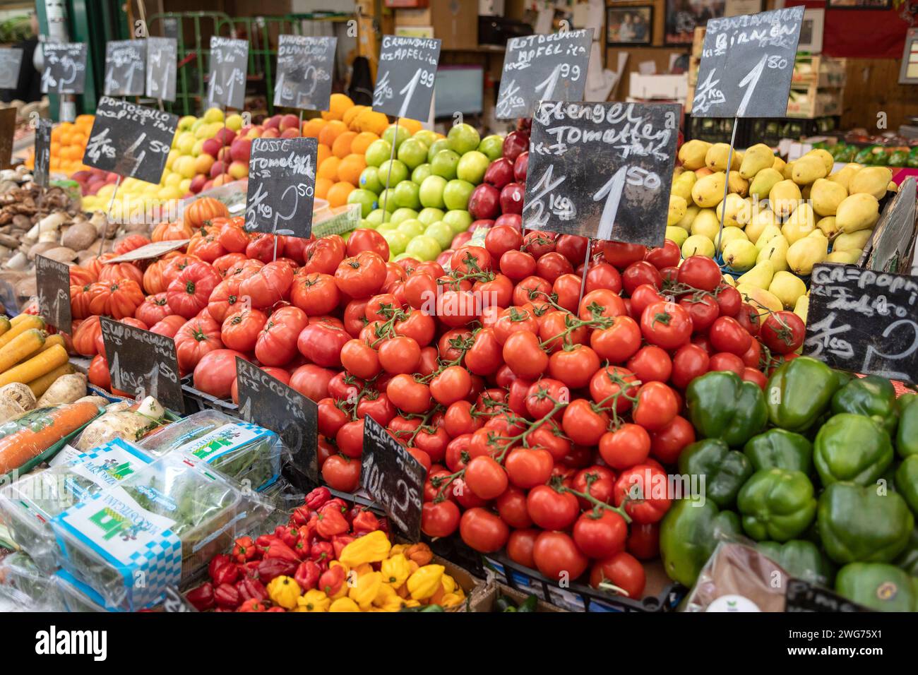 Vegetables And Fruit, Vienna Naschmarkt, Vienna, Austria Stock Photo