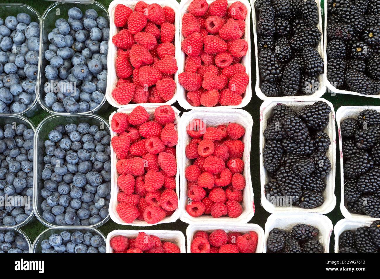 Naschmarkt, Berries, Blueberries, Raspberries And Blackberries Stock Photo