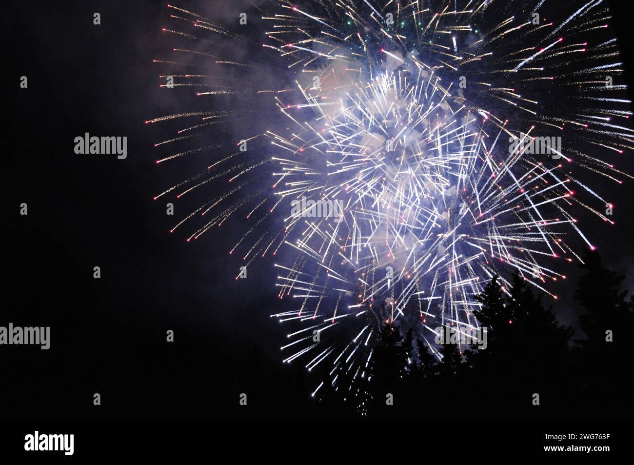 Fireworks for New Year Night in Perugia, Italy Stock Photo