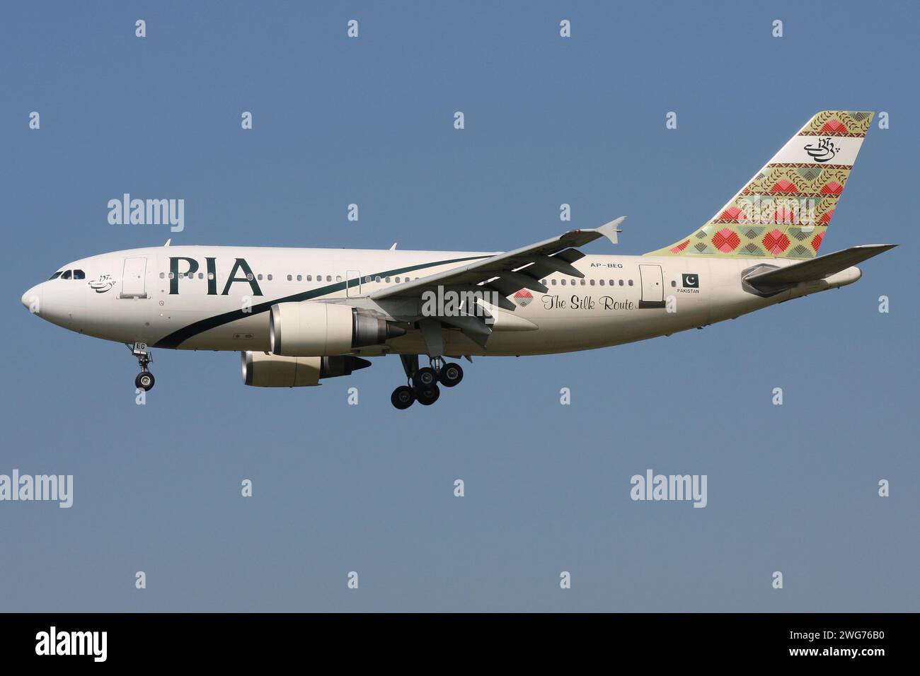 PIA Pakistan International Airlines Airbus A310-300 with registration AP-BEG on final for Amsterdam Airport Schiphol Stock Photo