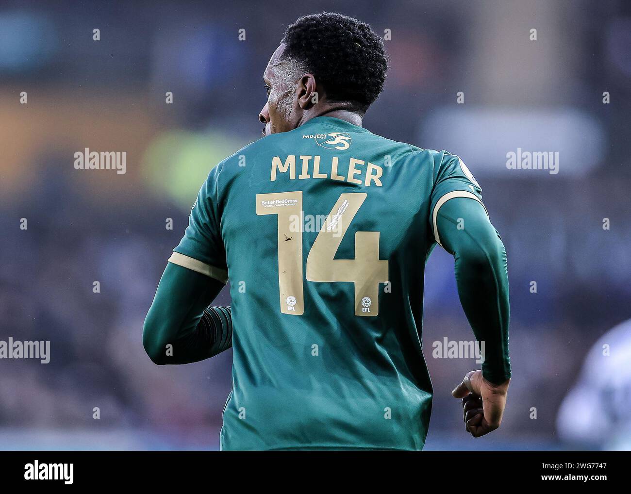 Mickel Miller of Plymouth Argyle  during the Sky Bet Championship match Swansea City vs Plymouth Argyle at Swansea.com Stadium, Swansea, United Kingdom, 3rd February 2024  (Photo by Stan Kasala/News Images) Stock Photo