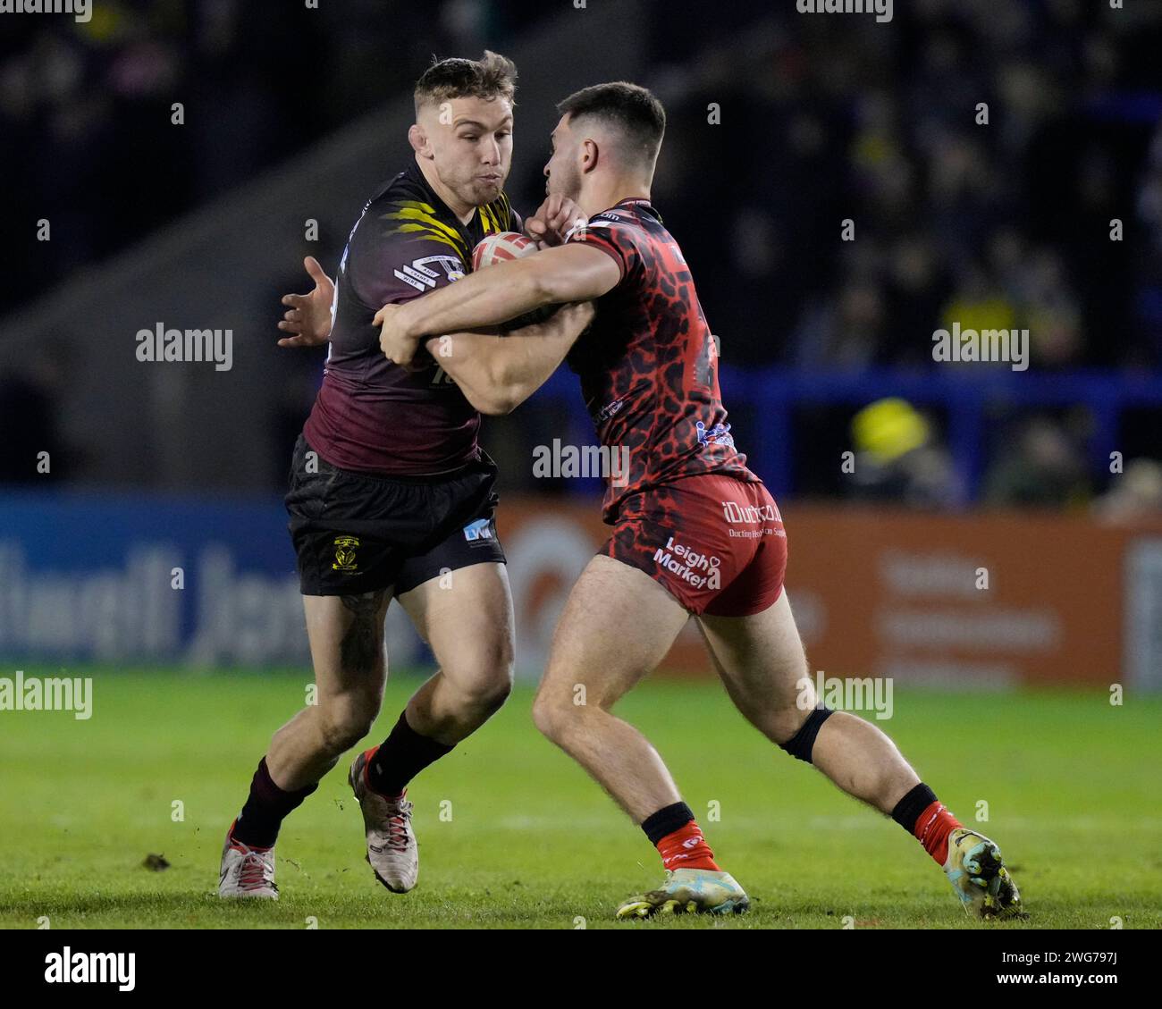 Warrington, UK. 03rd Feb, 2024. Sam Powell of Warrington Wolves runs at ...