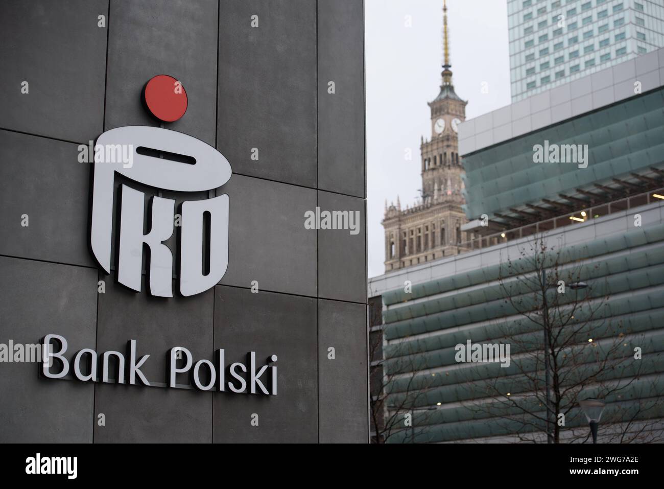 Multinational Companies Signage In Warsaw. Bank Polski logo is seen