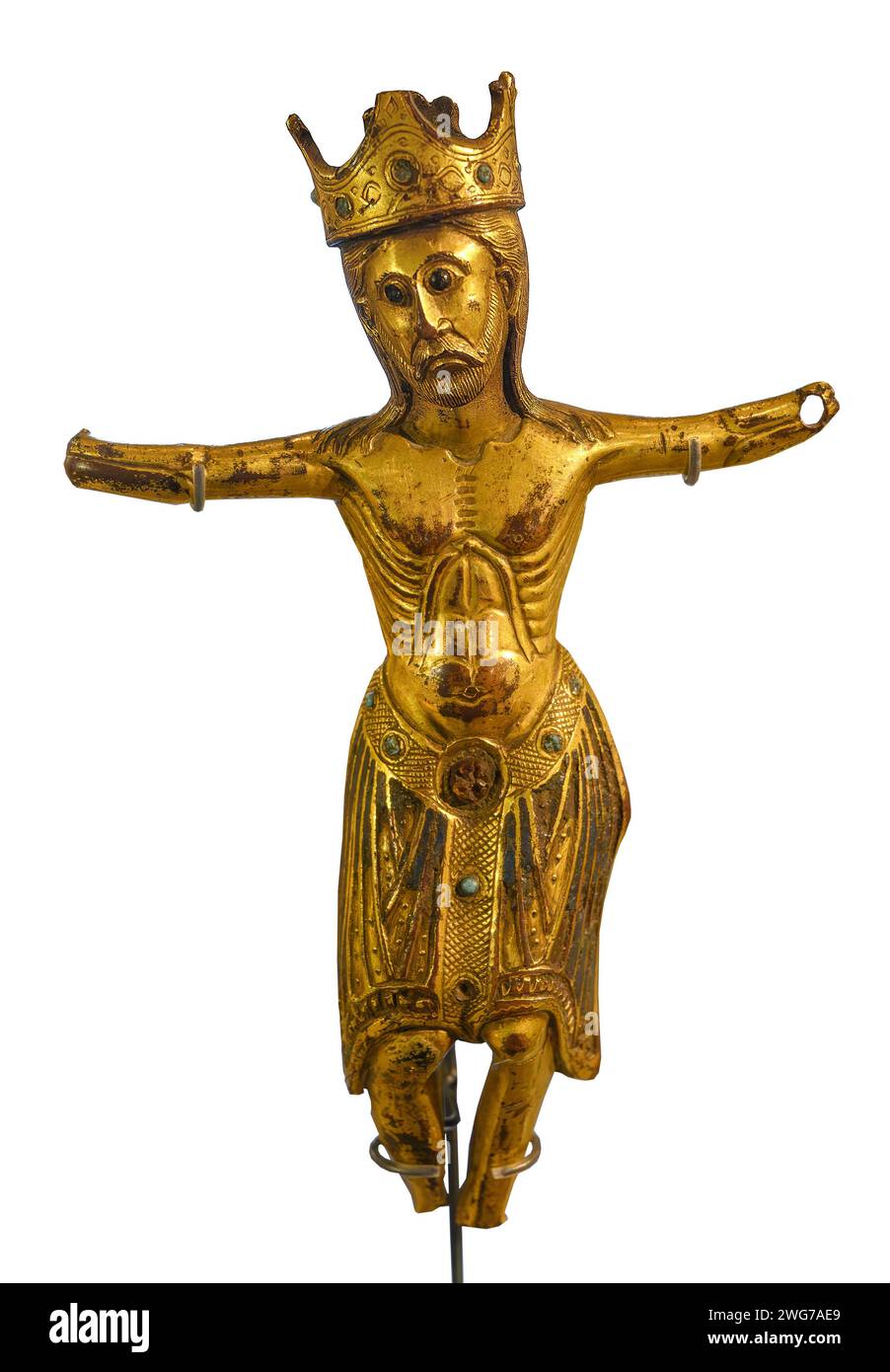The St Mary's Abbey Figure of Christ, Yorkshire Museum, York, North Yorkshire, England, UK. Dates from 1200 to 1300 AD. Stock Photo