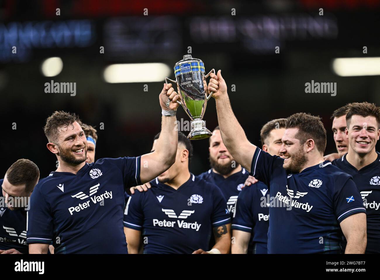 Scotland lift the Doddie Weir Cup after beating Wales in the 2024