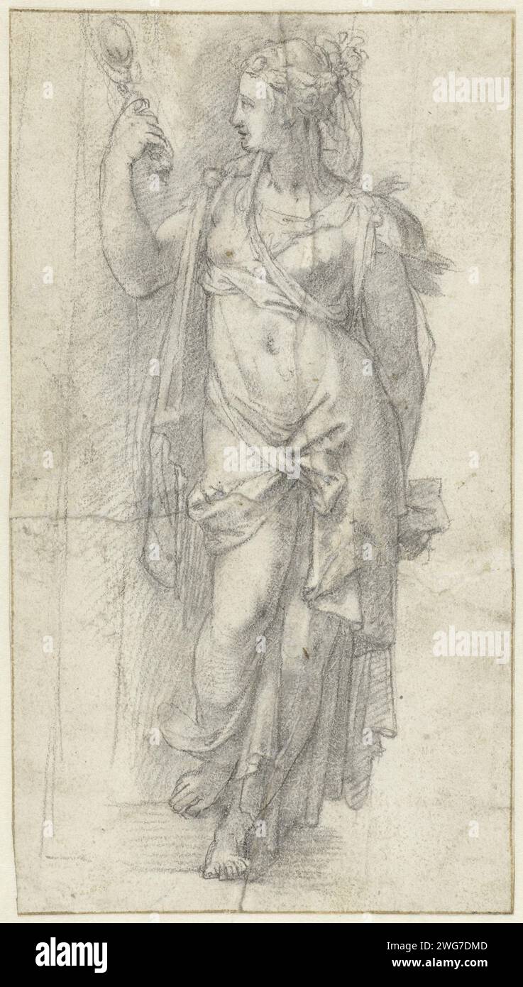 Prudentia, Alessandro La Fairy, 1570 - 1582 drawing   paper. chalk  Prudence, 'Prudentia'; 'Prudenza' (Ripa)  one of the Four Cardinal Virtues Stock Photo