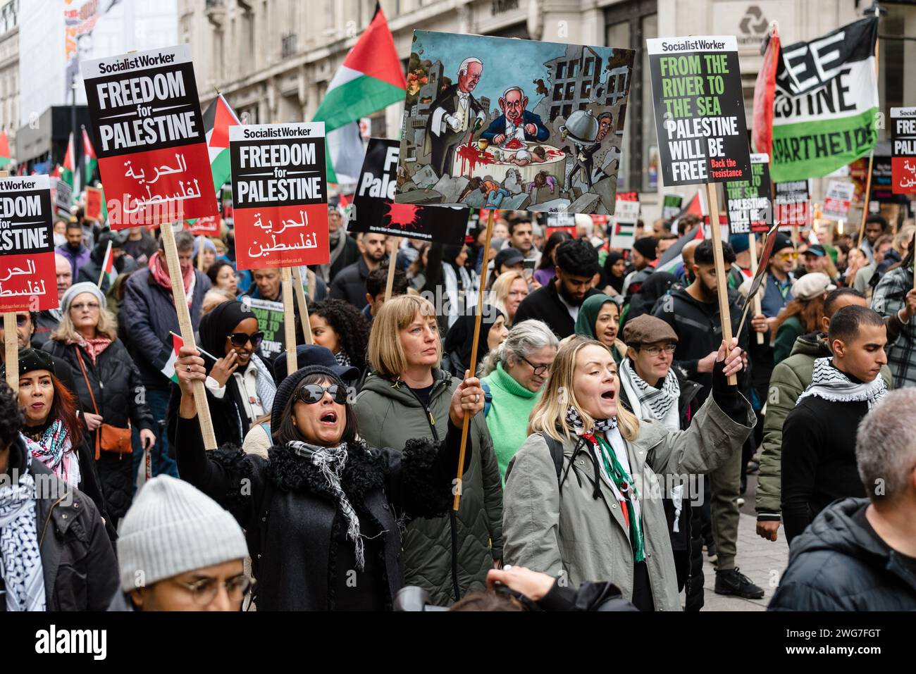 London, UK. 3 February 2024. Thousands march for the ‘National March