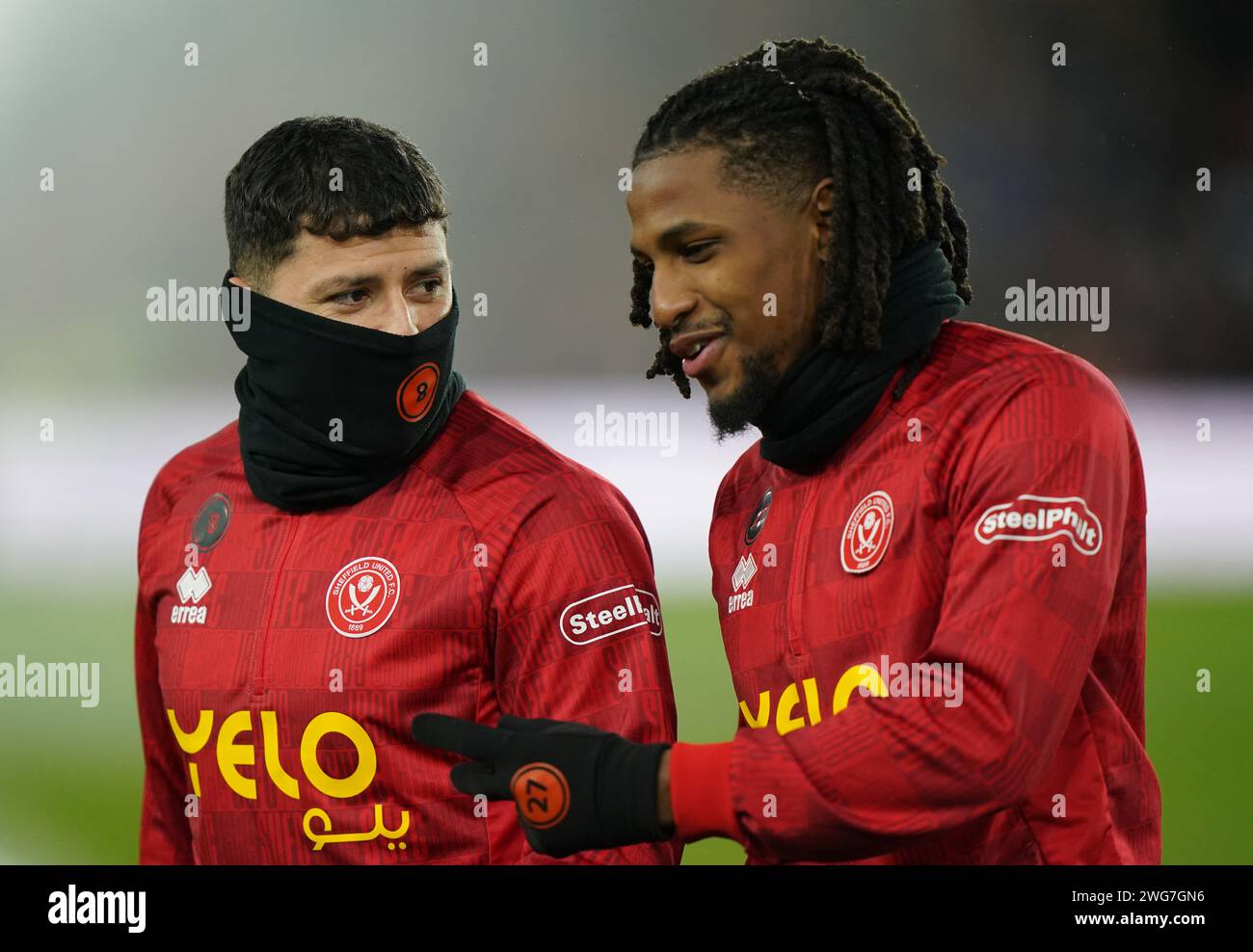 Sheffield United's Gustavo Hamer (left) and Yasser Larouci ahead of the Premier League match at Bramall Lane, Sheffield. Picture date: Saturday February 3, 2024. Stock Photo