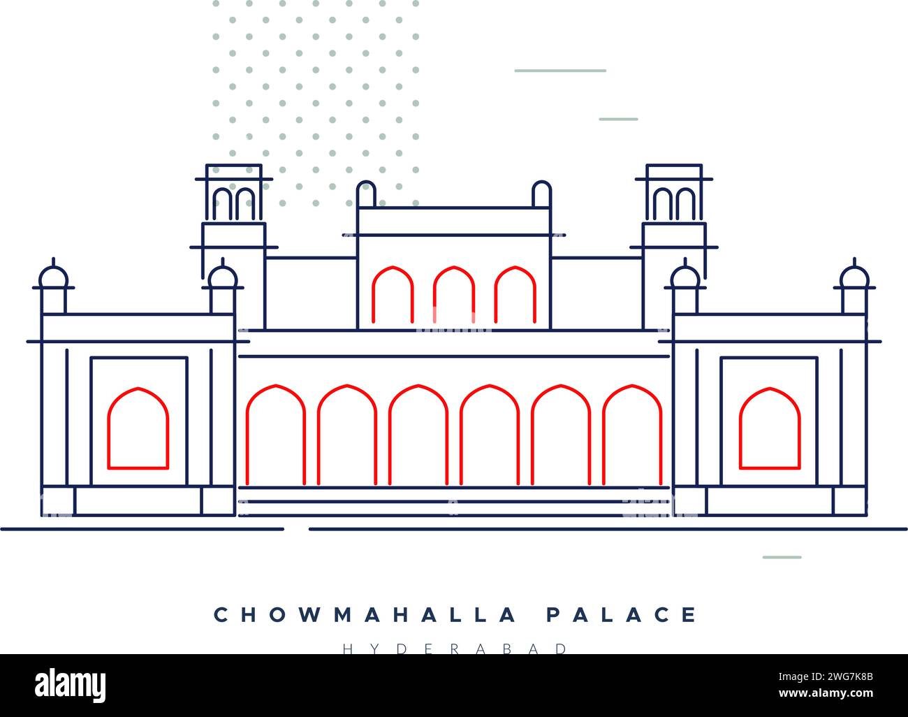 Chowmahalla Palace - Chowmahallat - Hyderabad, Telangana - Stock Illustration as EPS 10 File Stock Vector