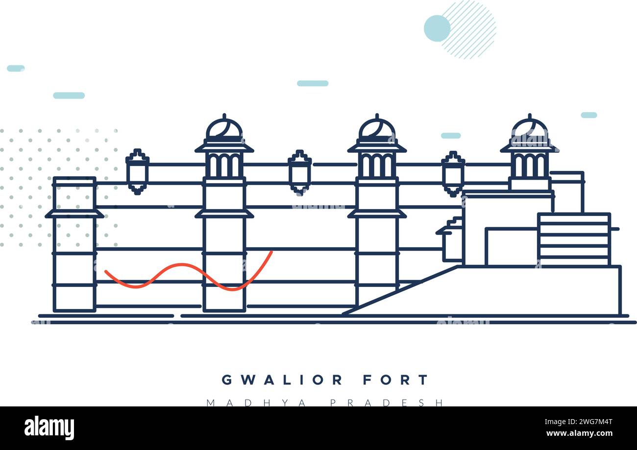 Gwalior Fort - A hill fort - Stock Illustration as EPS 10 File Stock Vector