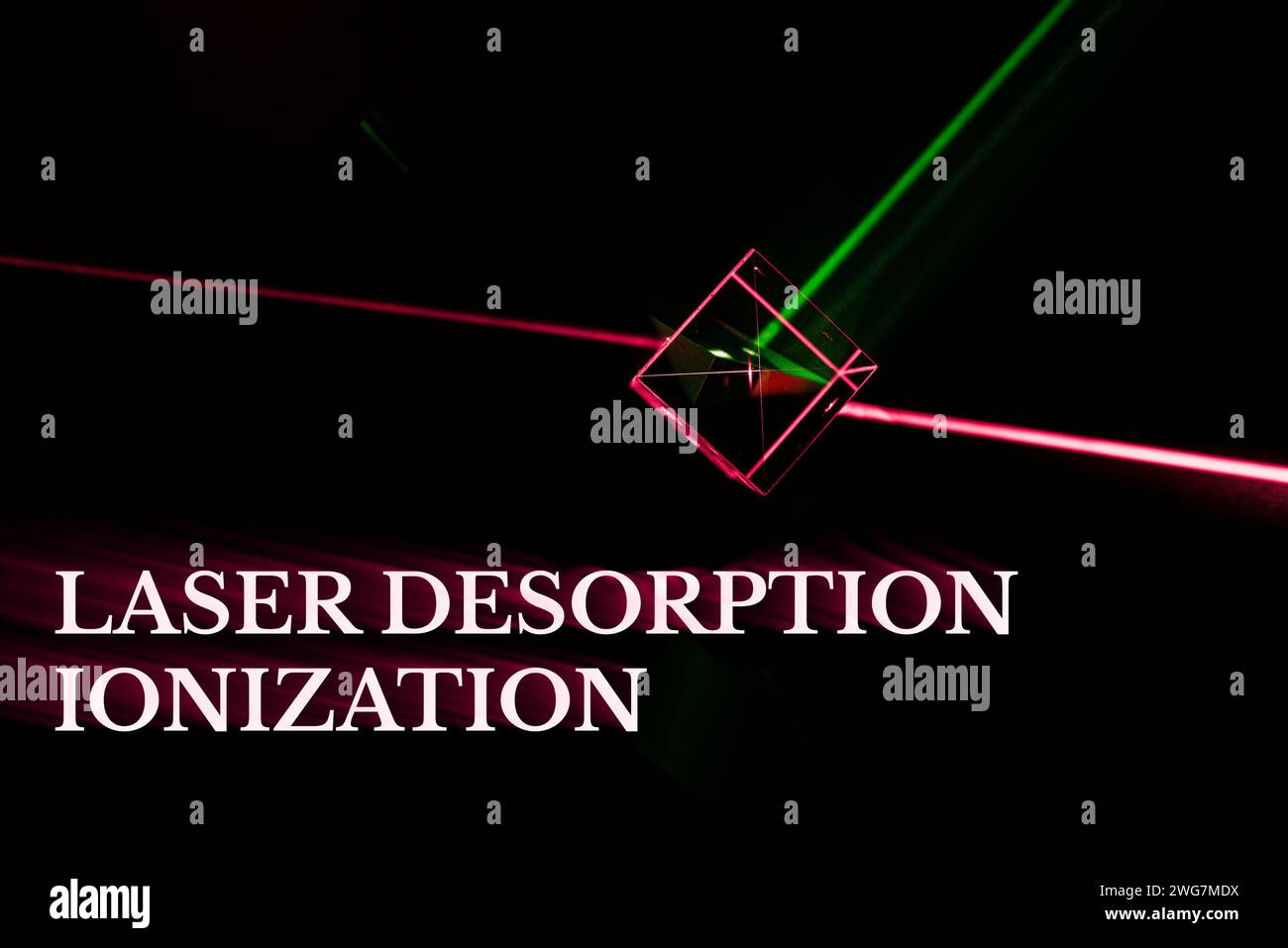 Laser Desorption Ionization: Analyzes molecules in mass spectrometry. Stock Photo