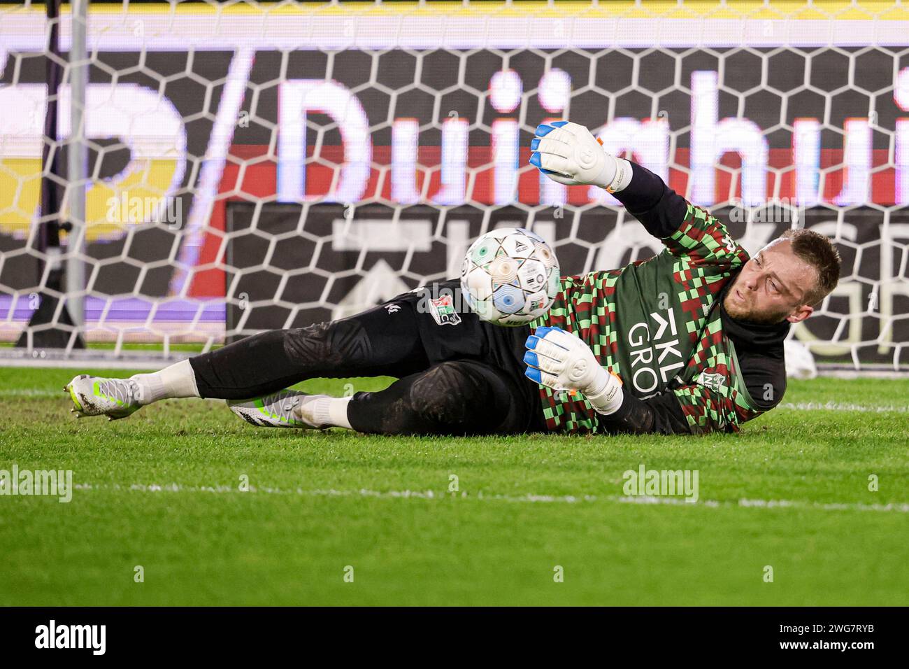 Nijmegen, The Netherlands. 3rd Feb, 2024. NIJMEGEN, THE NETHERLANDS - FEBRUARY 3: Goalkeeper Jasper Cillessen of NEC makes a save during the Dutch Eredivisie match between NEC and Heracles Almelo at Goffertstadion on February 3, 2024 in Nijmegen, The Netherlands. (Photo by Broer van den Boom/Orange Pictures) Credit: dpa/Alamy Live News Stock Photo
