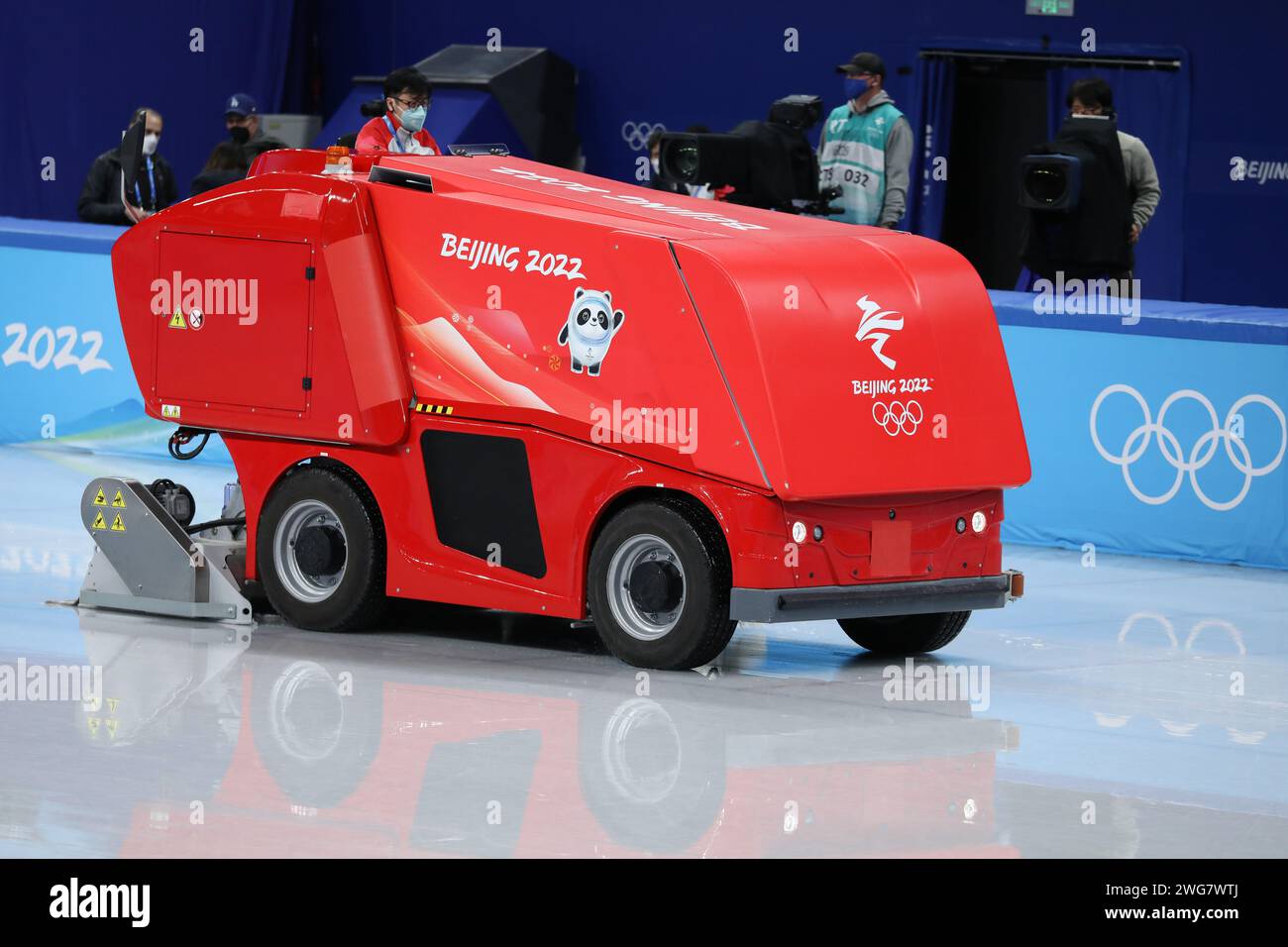 FEB 6, 2022 Beijing, China ice rink resurfacing machine also known