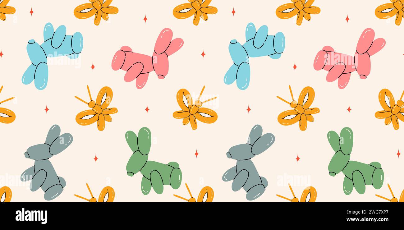 Seamless pattern with bunny balloons Stock Vector