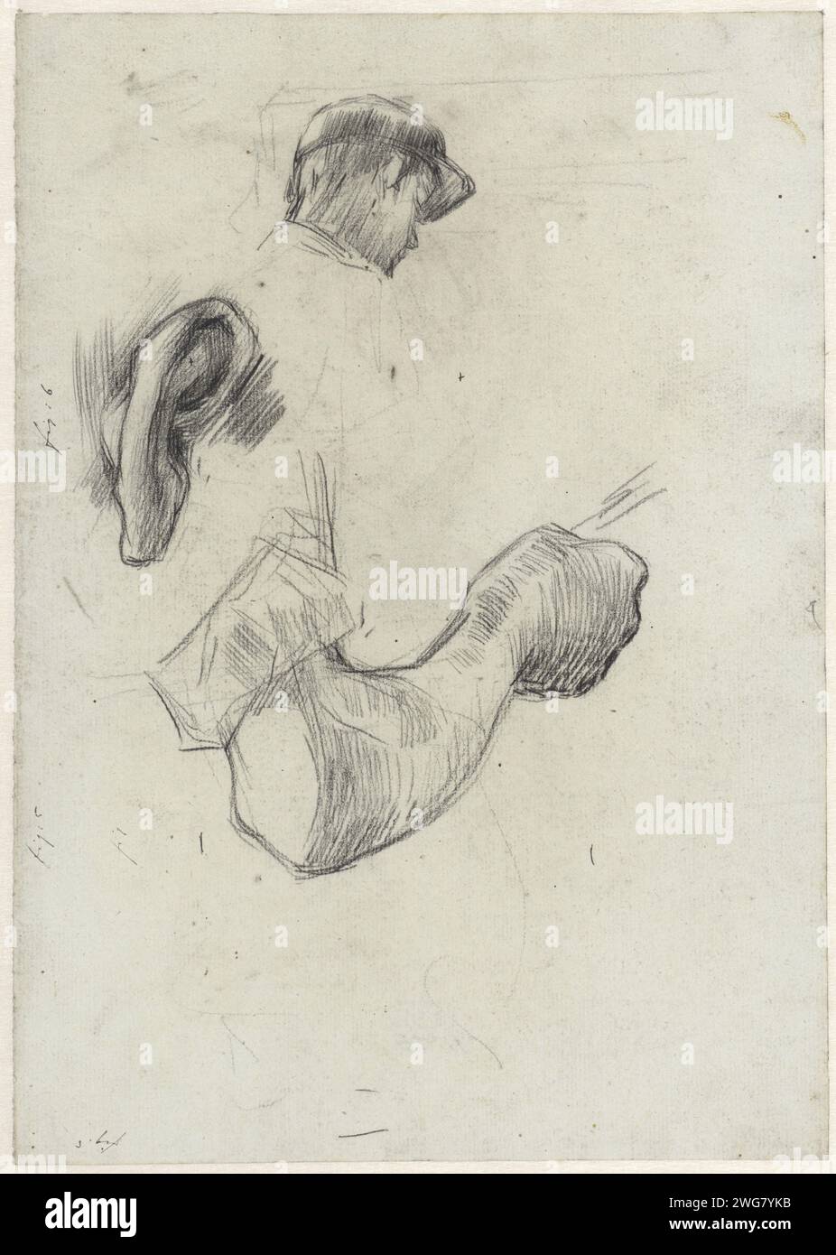 Van Rappard Family Study sheet with sketches of a worker, Anthon Gerhard Alexander van ...