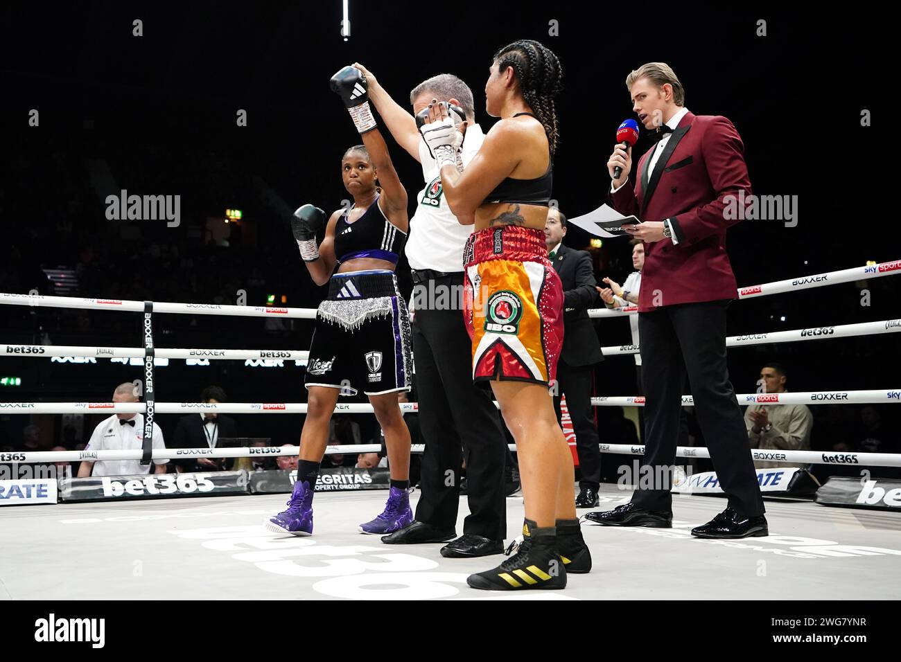 Caroline dubois (left) celebrates victory against miranda reyes in the  lightweight bout at the ovo arena wembley, london. picture date: saturday  february 3, 2024. hi-res stock photography and images - Alamy