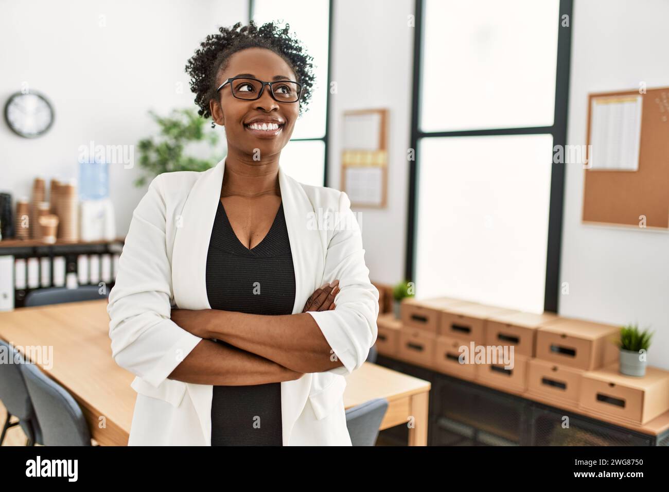 African american woman business worker smiling confident standing with ...