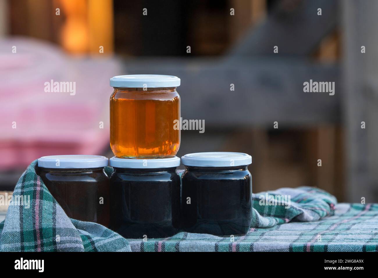 Honey and molasses sold in a Black Sea village Stock Photo Alamy