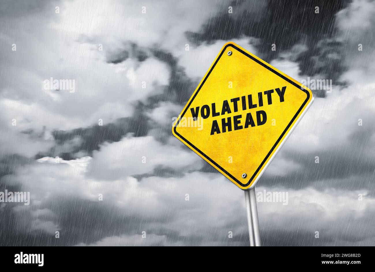 Volatility Ahead road sign warning Stock Photo
