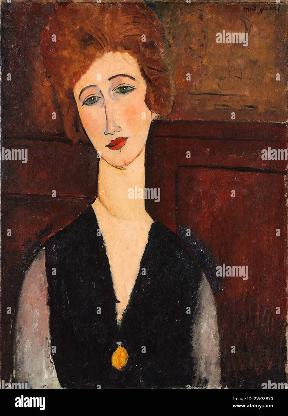 Portrait of a Woman.  Amedeo Modigliani.  c. 1917–18. Stock Photo