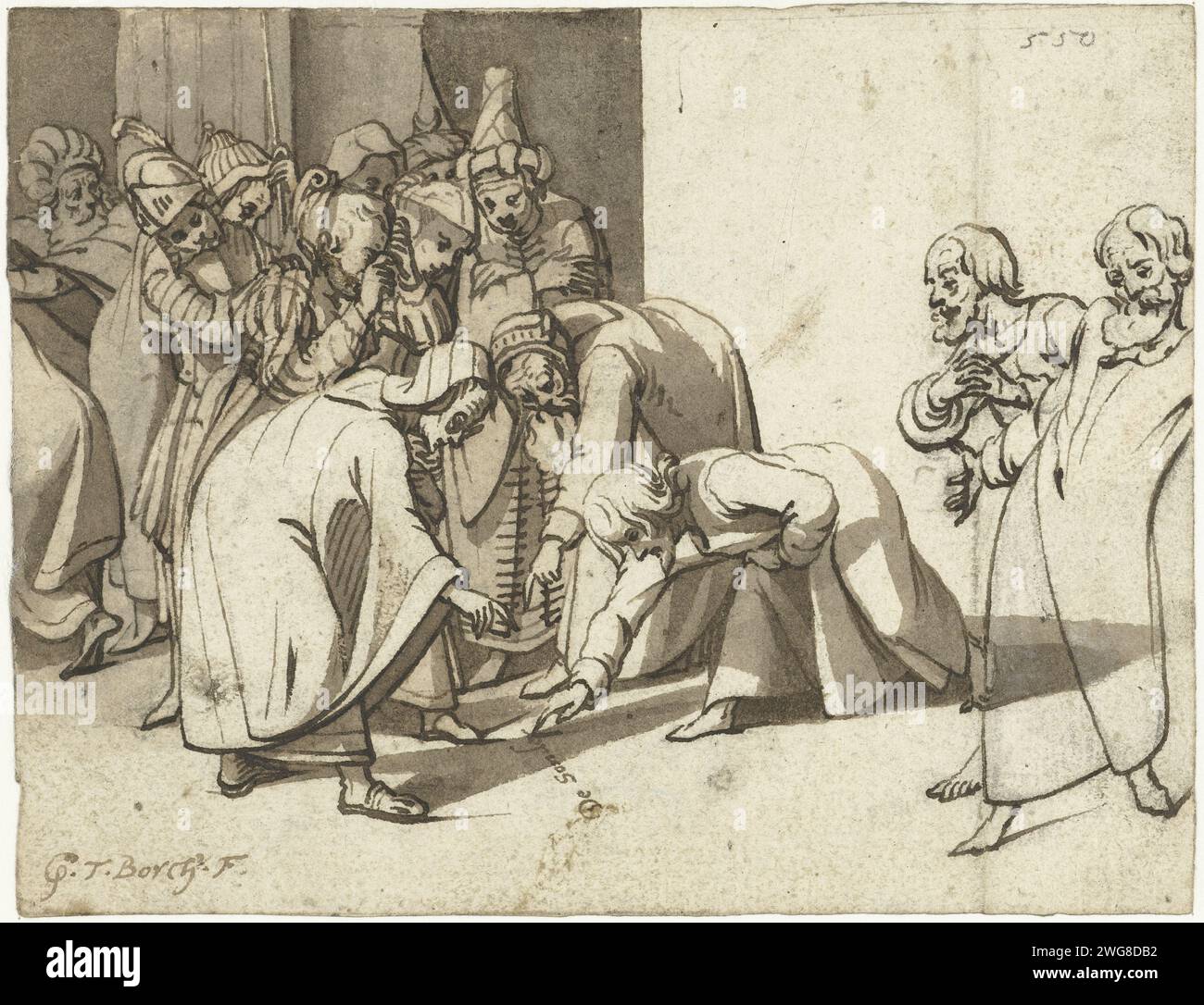 Christ and the adulterous woman, c. 1618 drawing Zwolle Paper. Signing ...