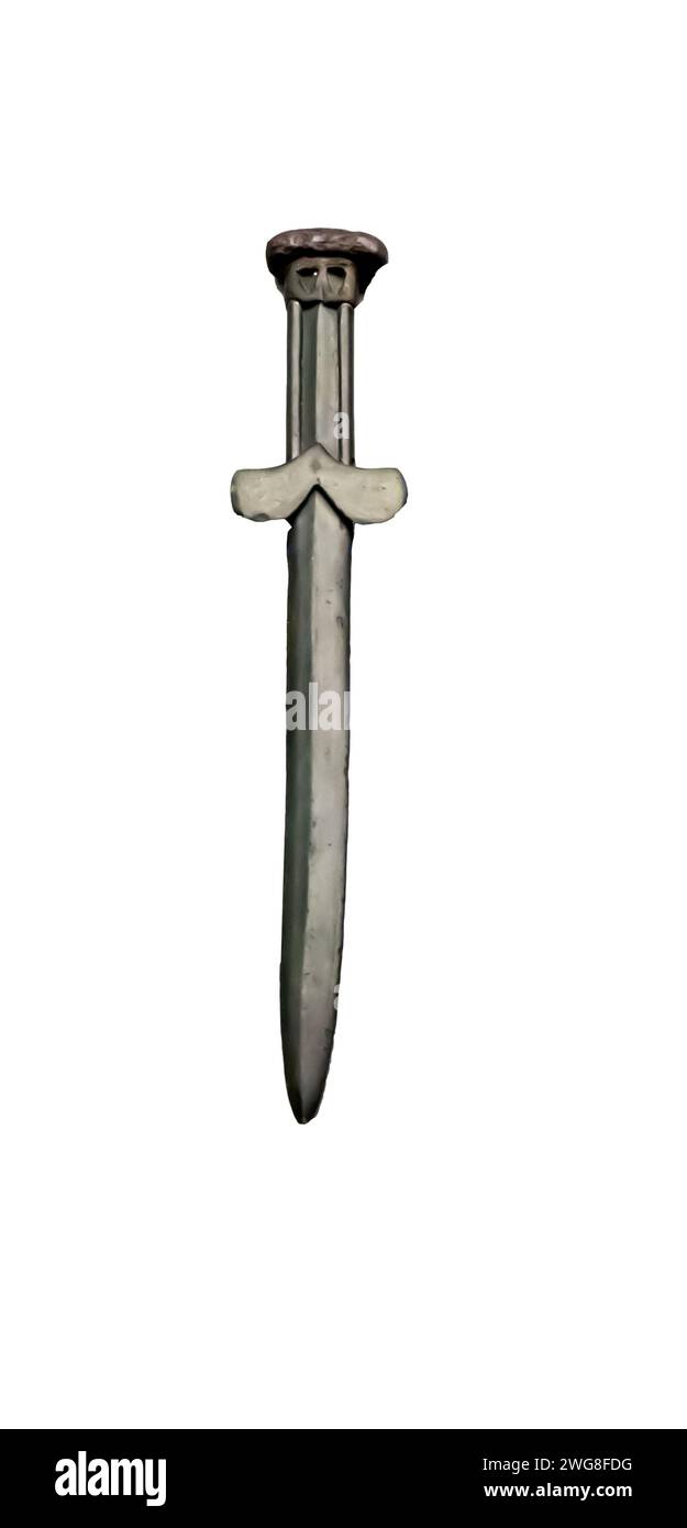 Antique bronze dagger isolated on white background, 8th - 6th century B.C. Kazakhstan Stock Photo