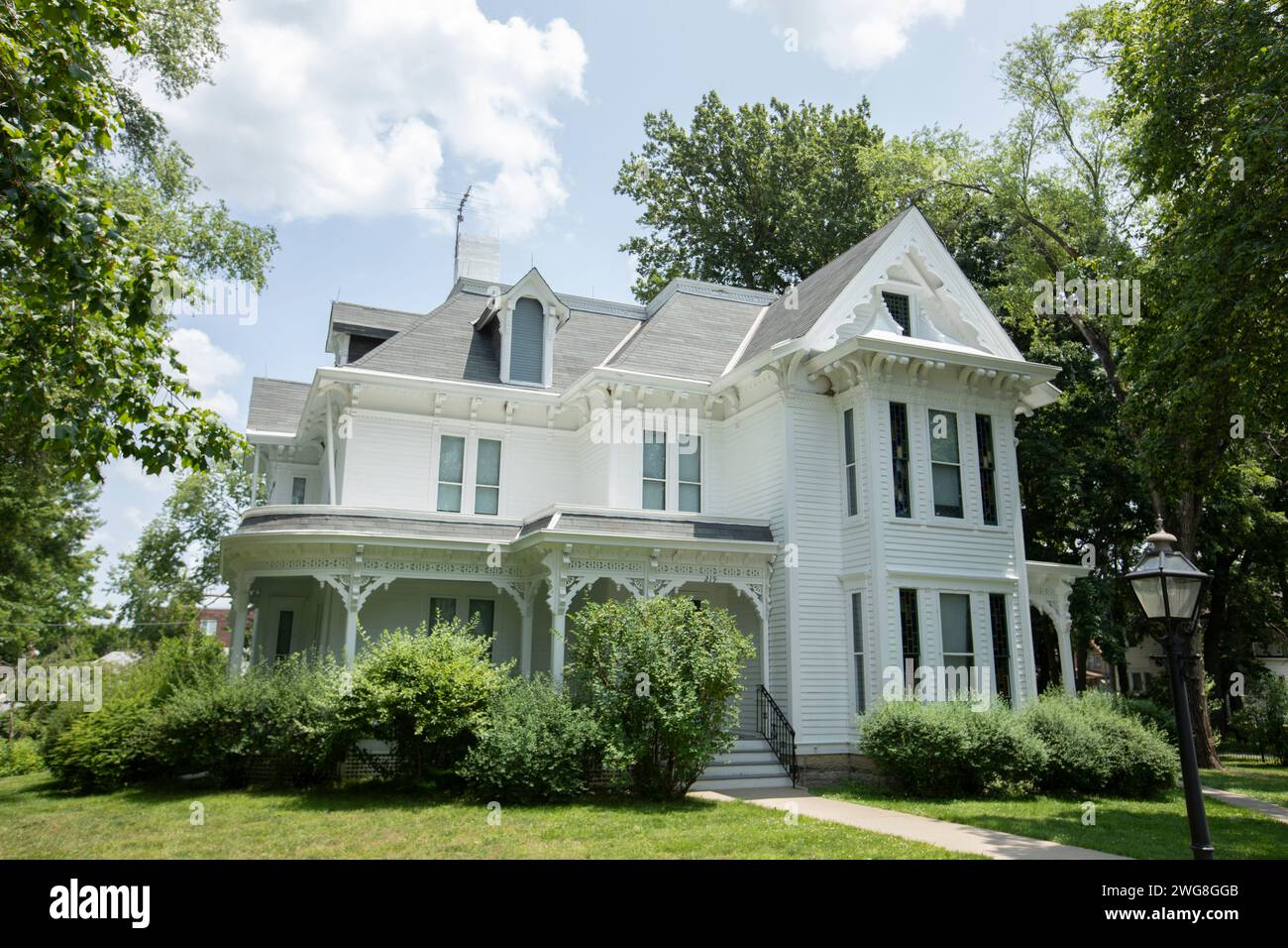 Independence, Missouri, USA - June 16, 2023: Afternoon sunlight shines on the historic home of President Truman. Stock Photo