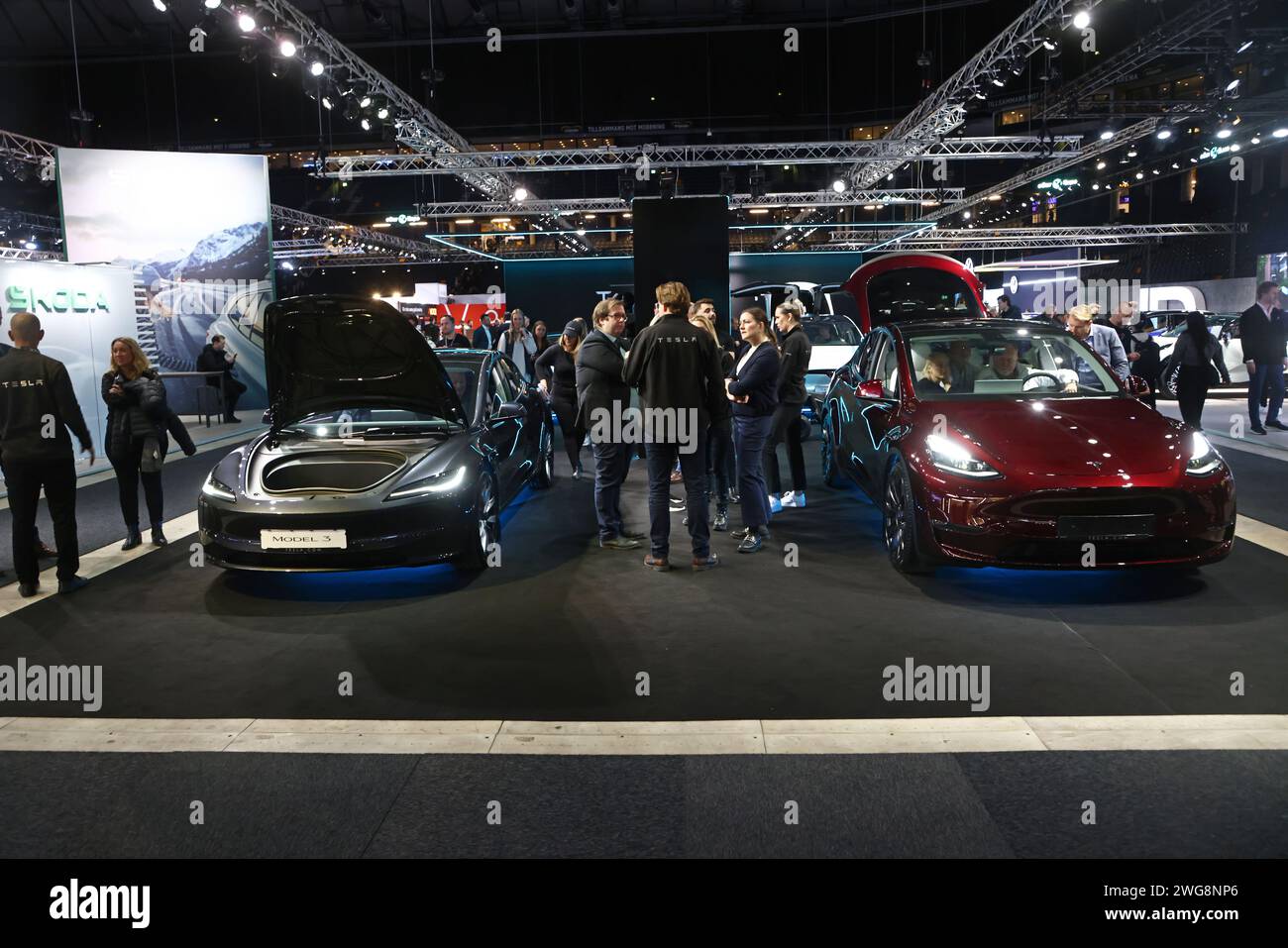Tesla model 3 and Tesla model Y during Friday's press screening during ...