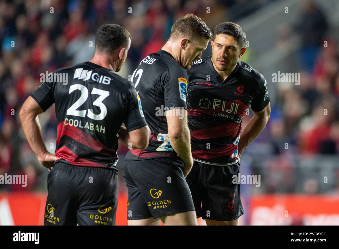 Cork, Ireland. 03rd Feb, 2024. Dallas McLeod of Crusaders and Ryan Crotty of Crusaders during the test match between Munster Rugby and Crusaders at Pairc Ui Chaoimh in Cork, Ireland on February 3, 2024 (Photo by Andrew SURMA/ Credit: Sipa USA/Alamy Live News Stock Photo