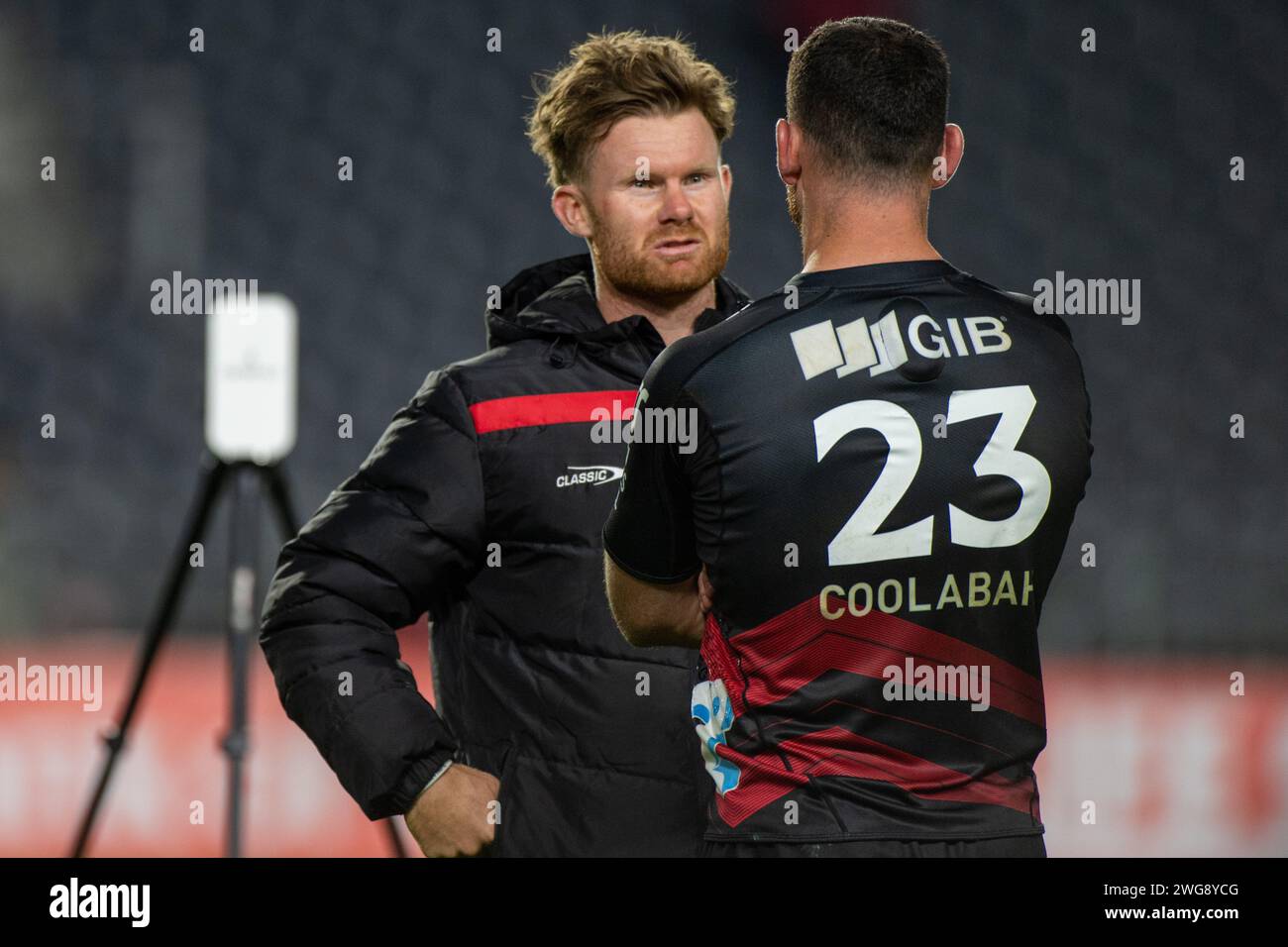 Cork, Ireland. 03rd Feb, 2024. Mitch Drummond of Crusaders and Ryan Crotty of Crusaders disappointed after the test match between Munster Rugby and Crusaders at Pairc Ui Chaoimh in Cork, Ireland on February 3, 2024 (Photo by Andrew SURMA/ Credit: Sipa USA/Alamy Live News Stock Photo