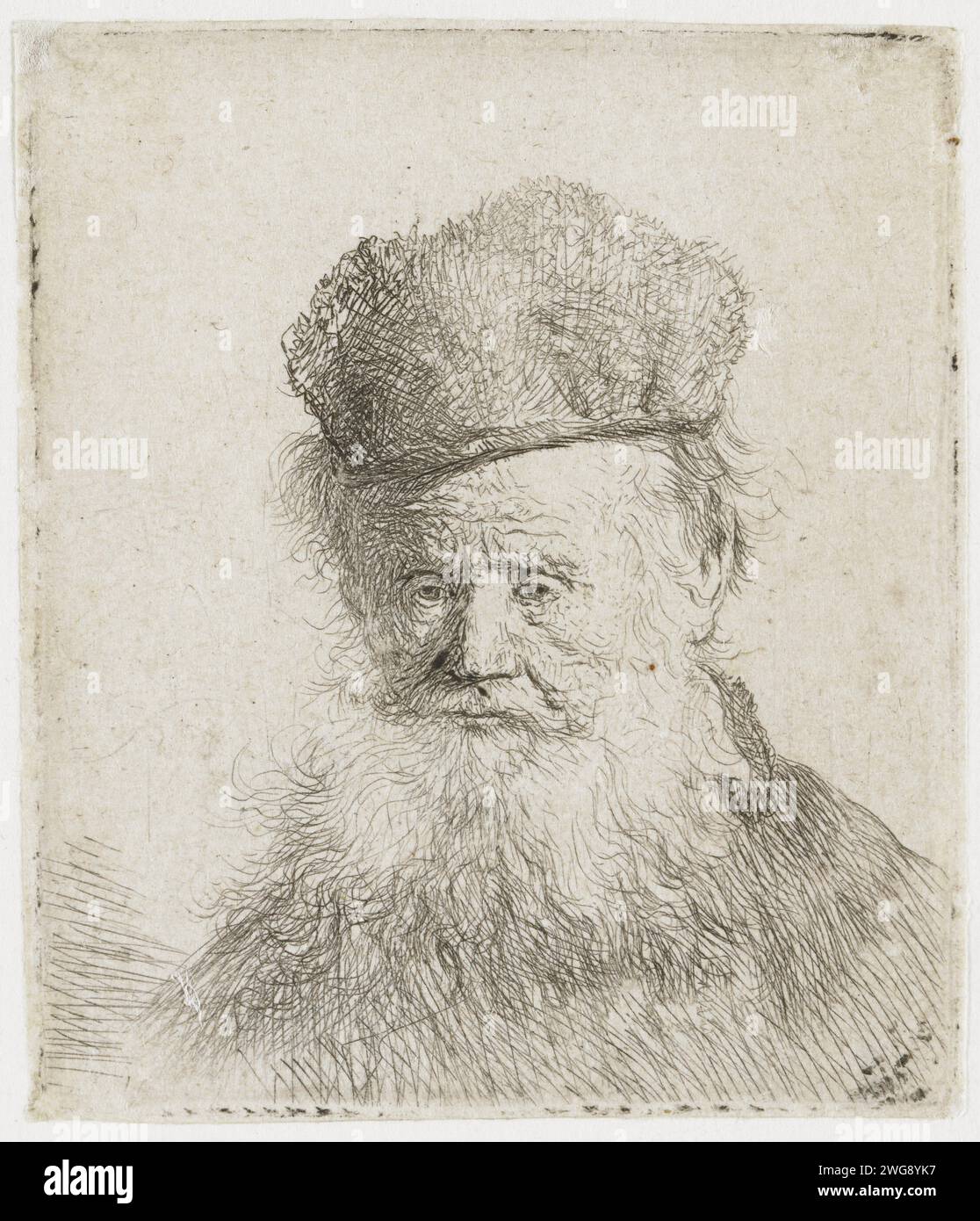 Old Man with a Fur Cap and Flowing Beard, Rembrandt van Rijn, c. 1631 ...