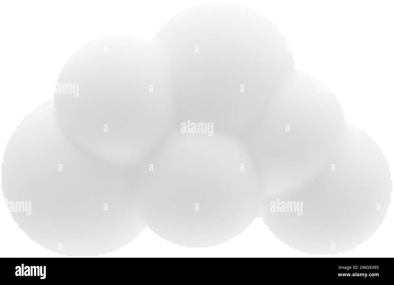 Cartoon Illustration of 3D Render Cloud or Smoke with Shadow Effect on White Backdrop Stock Vector