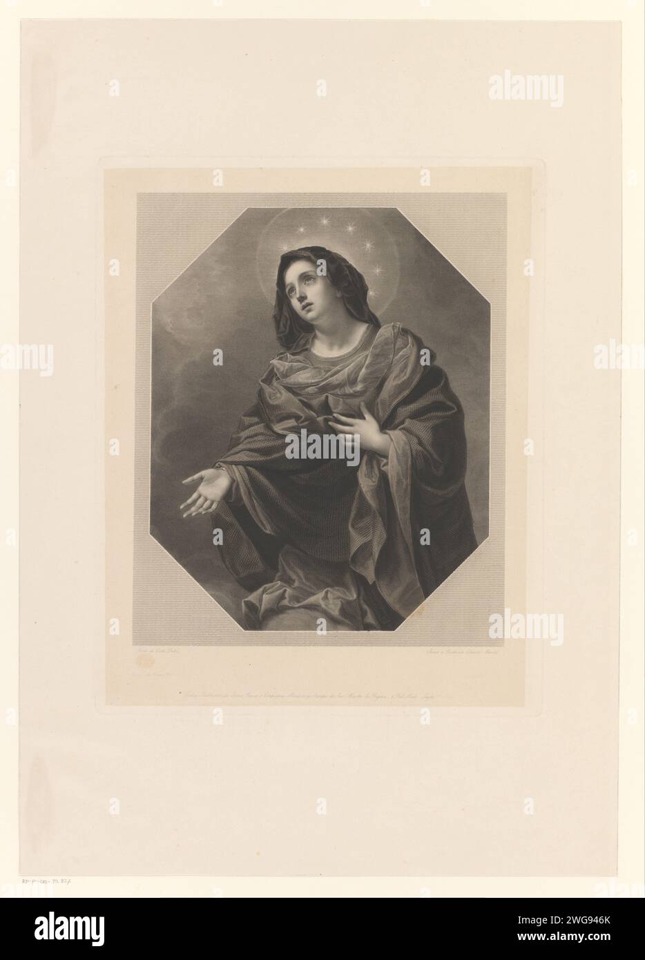 Maria Als Mater Painful, Eduard Mandel, after Carlo Dolci, 1848 print Text in Italian in the lower margin. print maker: Berlinprinter: Londonpublisher: London paper etching / engraving 'Painful Mater' Stock Photo