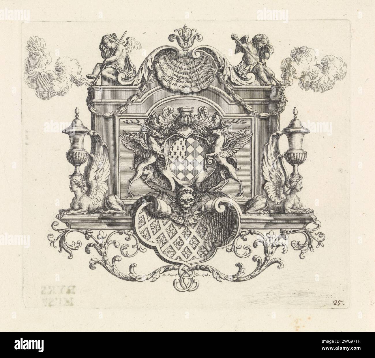 Memorial for Guillaume de Lamoignon, Bernard Picart, 1718 print A