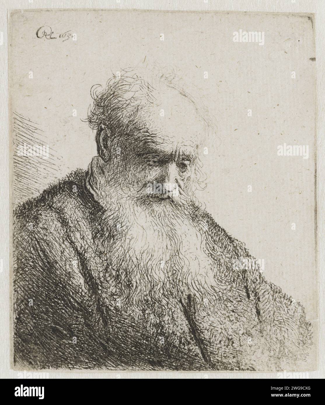 Old Man with a Flowing Beard, Rembrandt van Rijn, 1630 print paper ...
