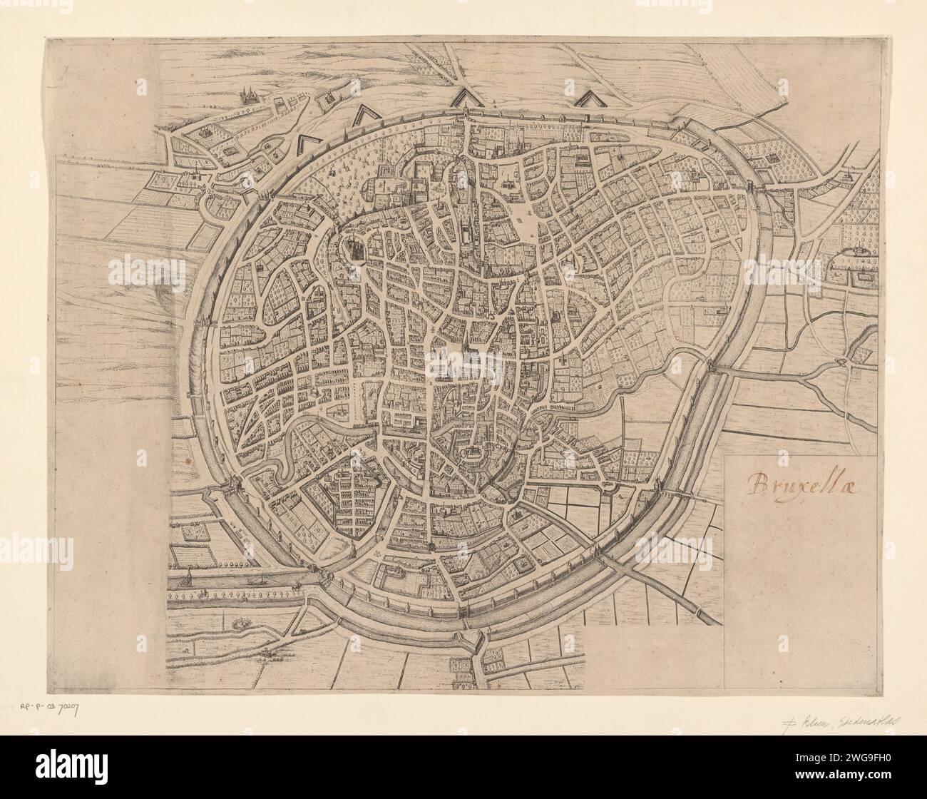 Map of Brussels, Anonymous, 1575 - 1650 print paper etching maps of ...