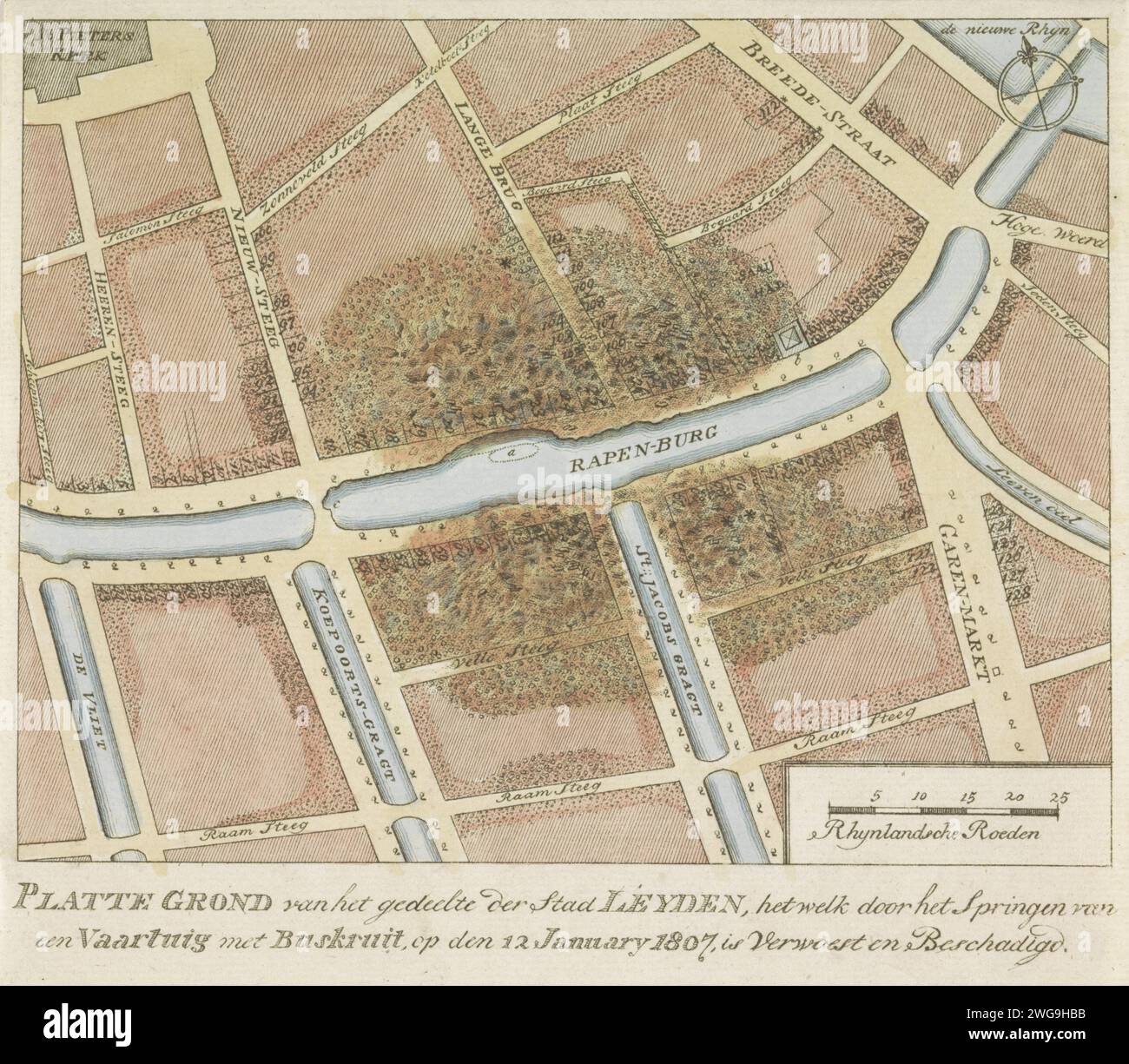 Map of the destruction through the gunpowder disaster, 1807, Anonymous ...