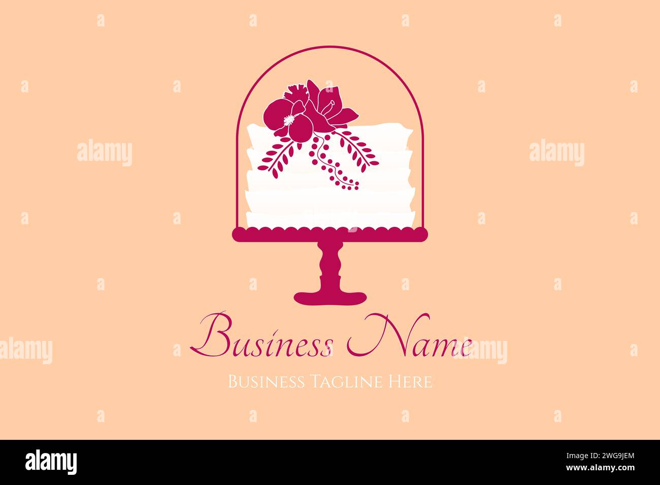 Cute Bakery Logo Design with a Cake Stock Vector