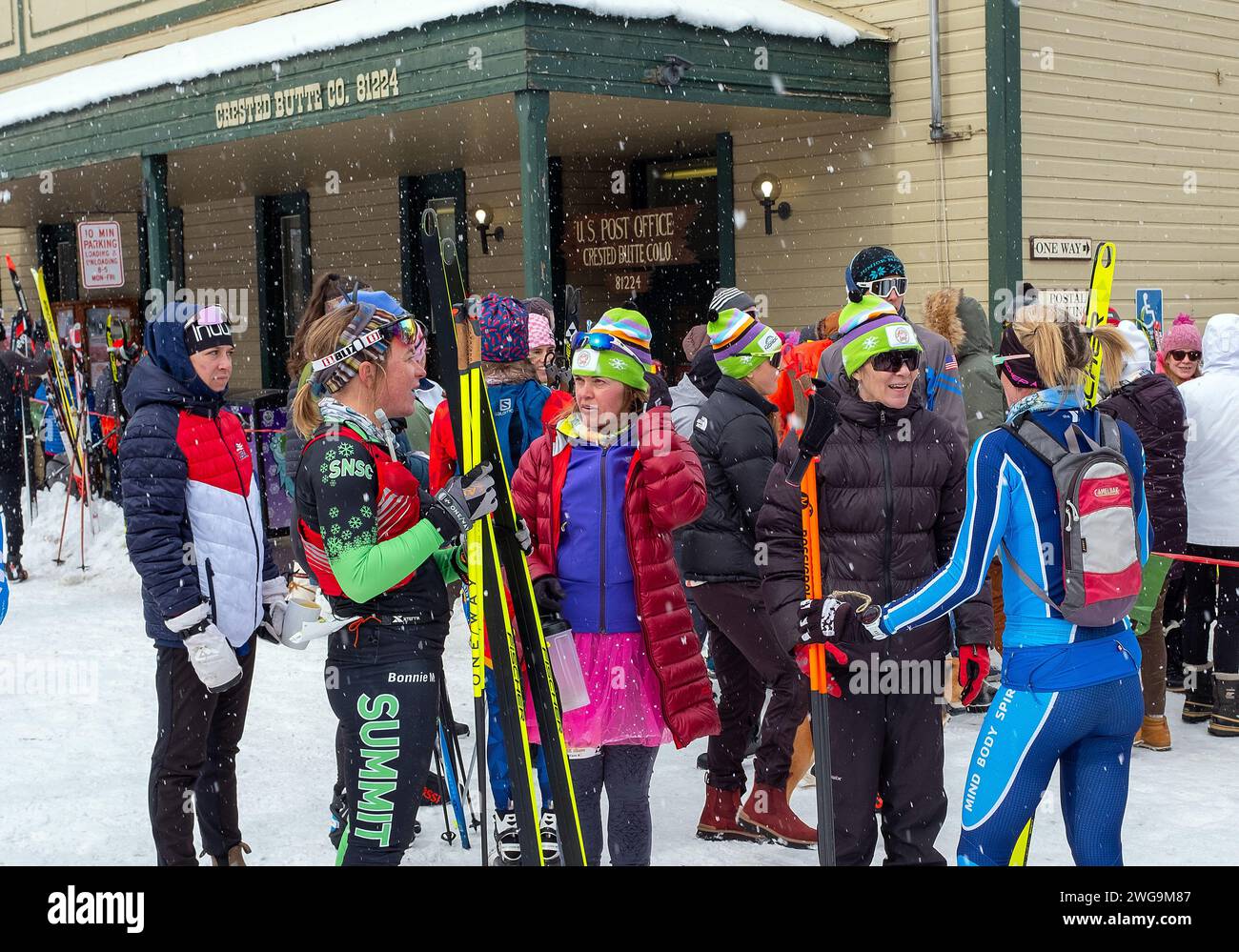 Crested Butte, Colorado, USA. 03rd Feb, 2024. Nordic skiers gather near
