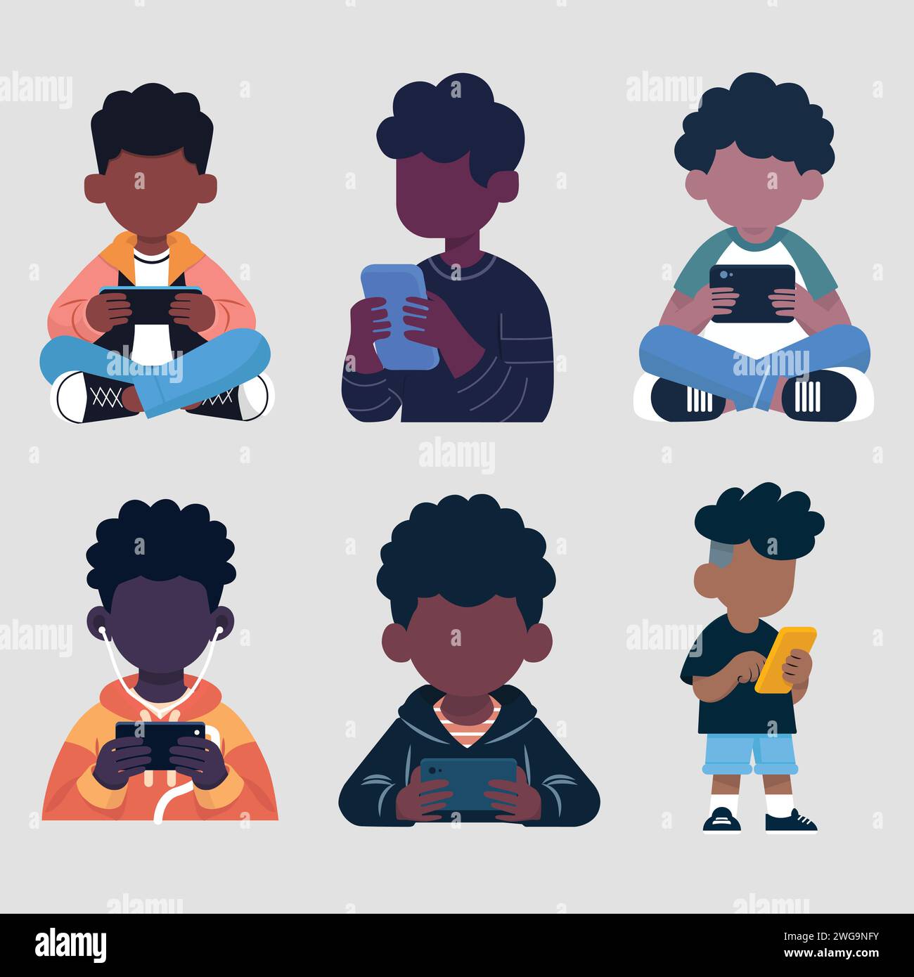 set of boys playing phone Stock Vector Image & Art - Alamy