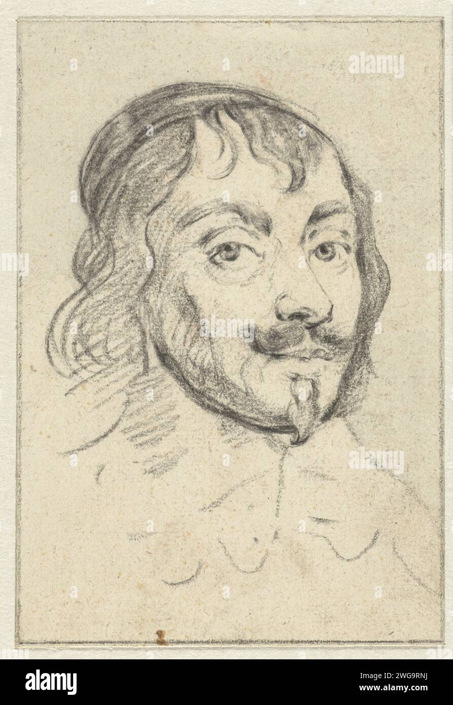 Portrait of Constantijn Huygens I, Jan Lievens (Possible), 1617 - 1674 drawing   paper. chalk  historical persons Stock Photo
