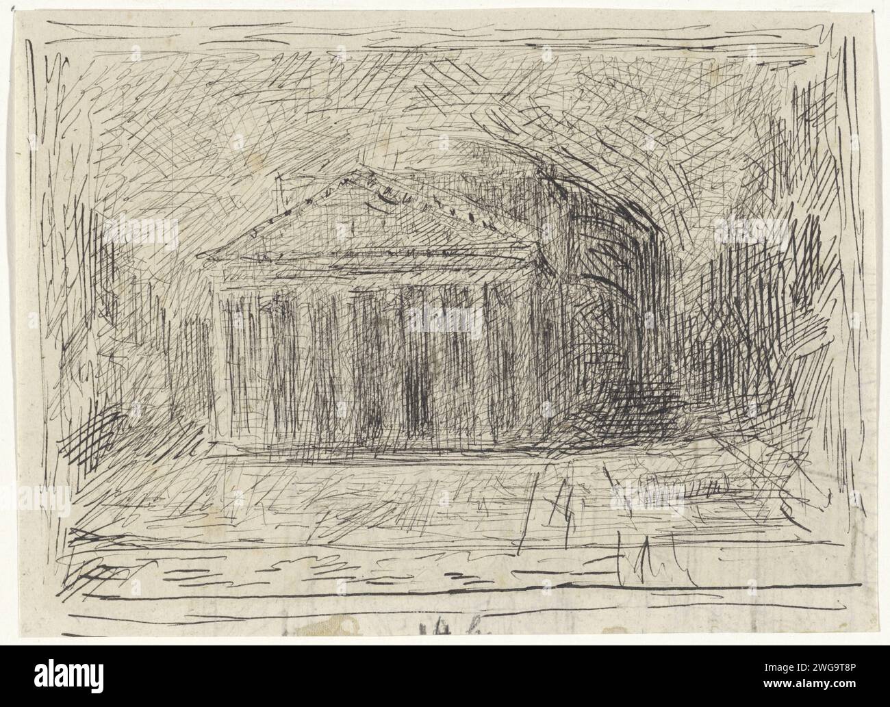 View of the Pantheon, Thomas Cool, 1861 - 1904 drawing paper. ink pen ...