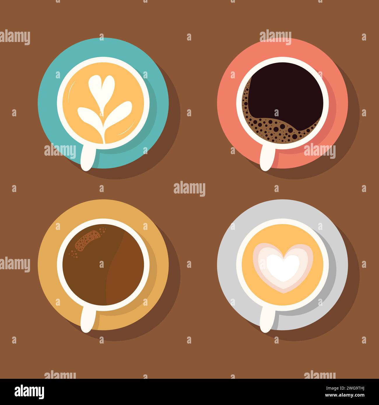 Coffee Latte top-down view Stock Vector
